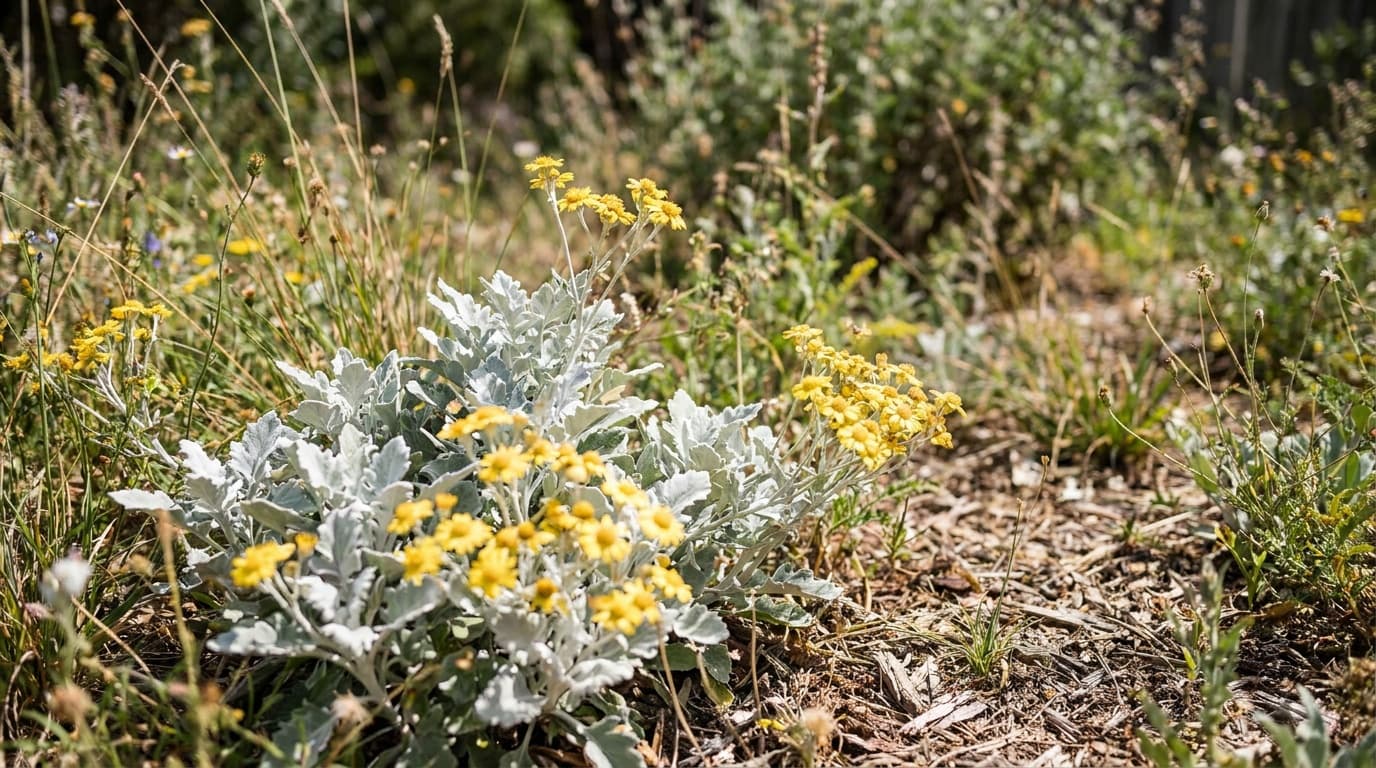 Dusty Miller growing in a garden