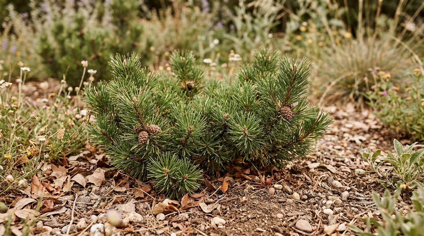 Dwarf Mugo Pine growing in a garden