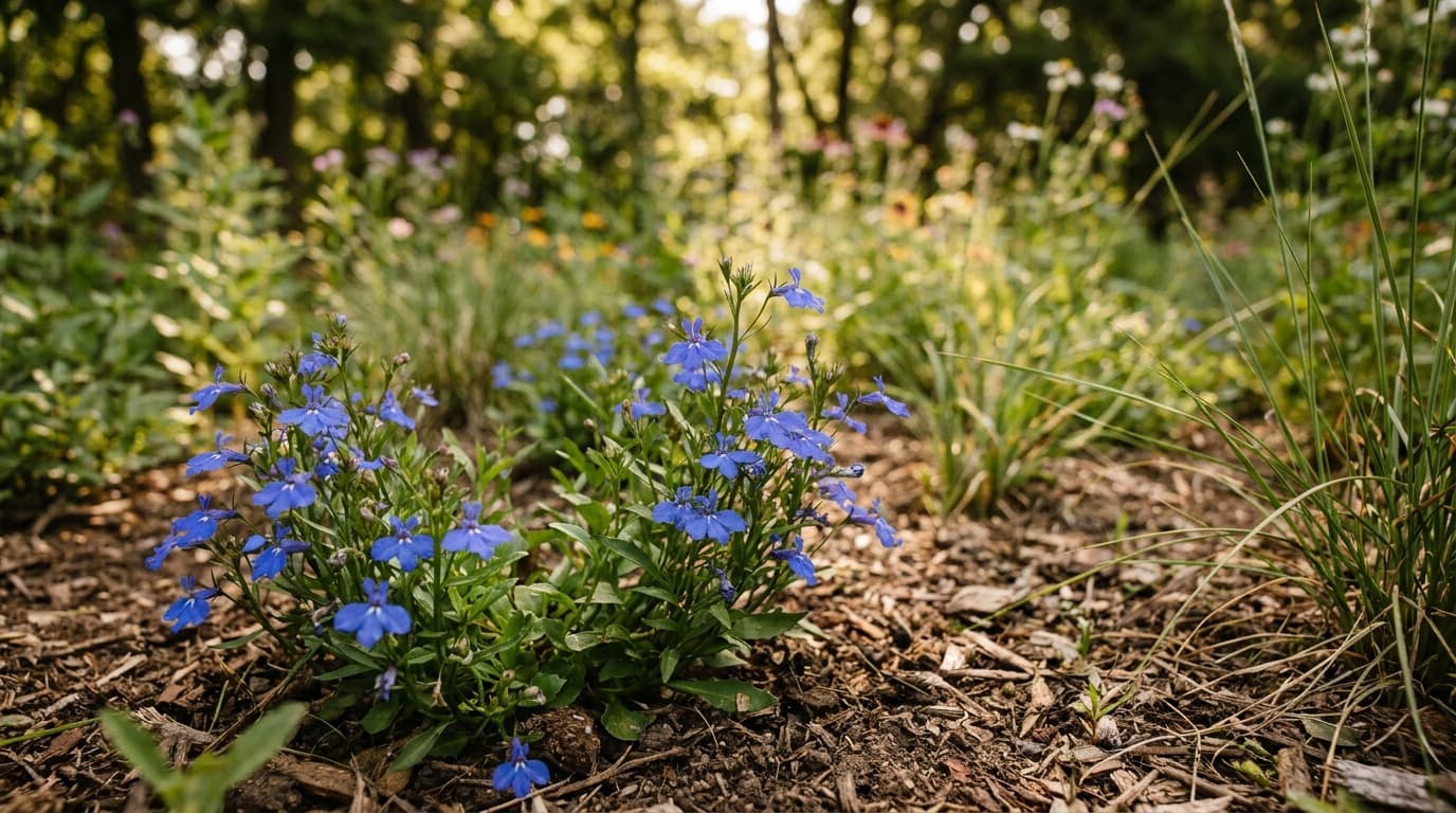 Edging Lobelia growing in a garden