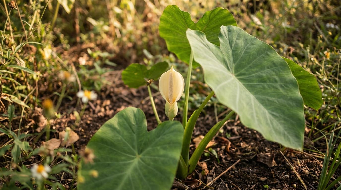 Elephant Ear growing in a garden