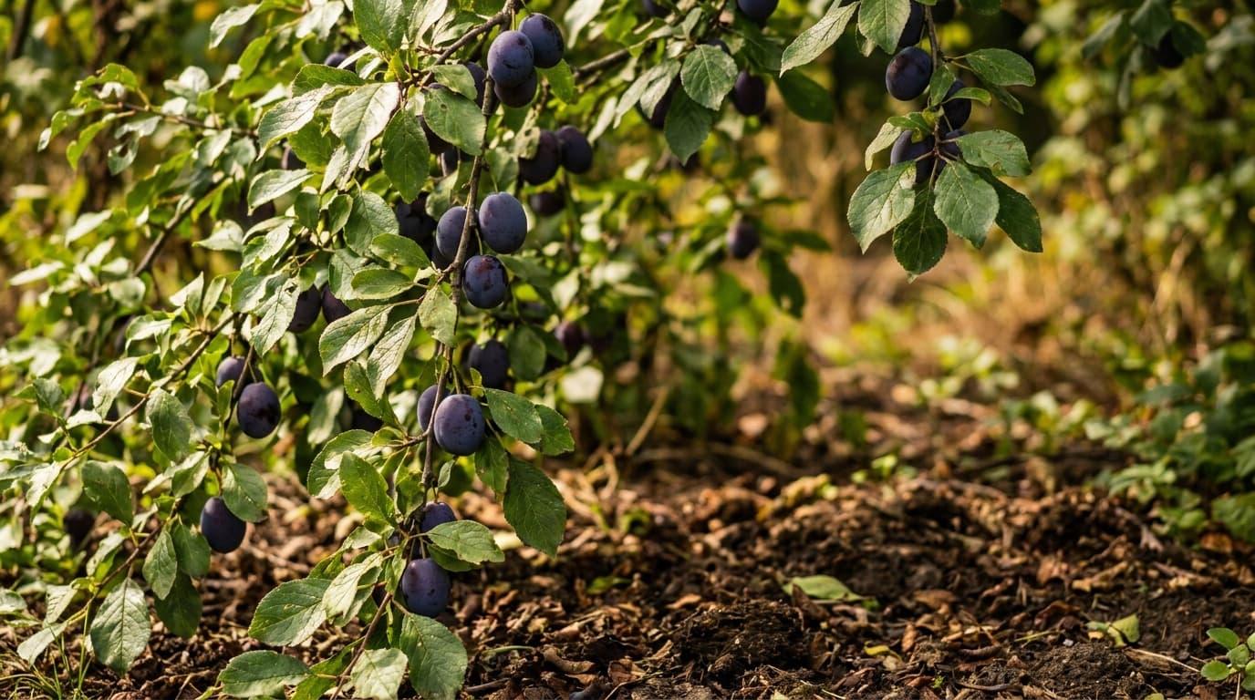 European Plum growing in a garden