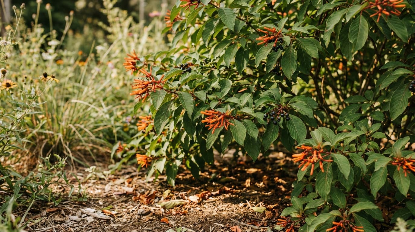 Firebush growing in a garden