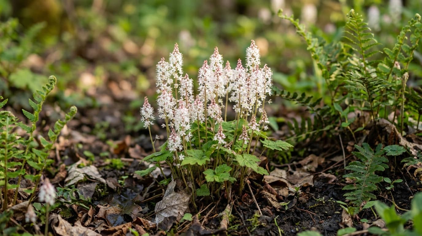 Foamflower growing in a garden