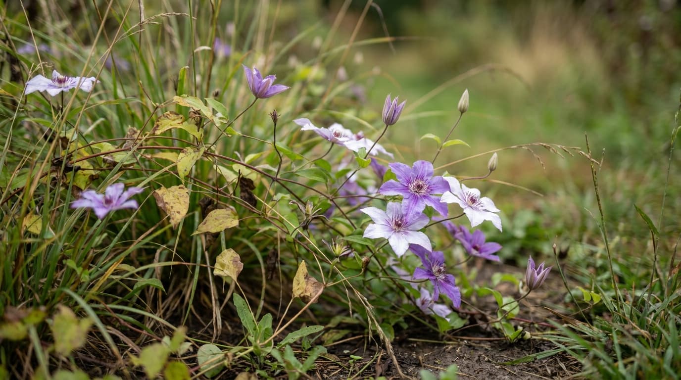 Garden Clematis growing in a garden