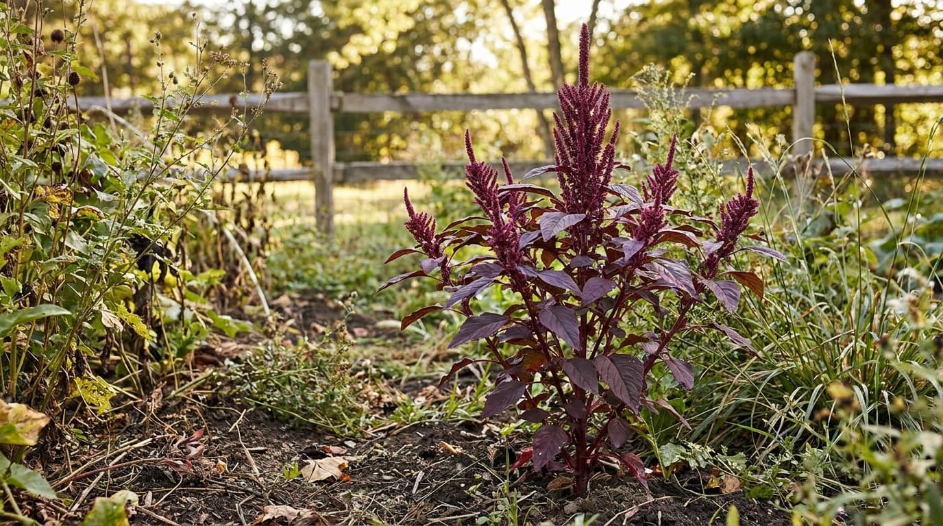 Grain Amaranth growing in a garden