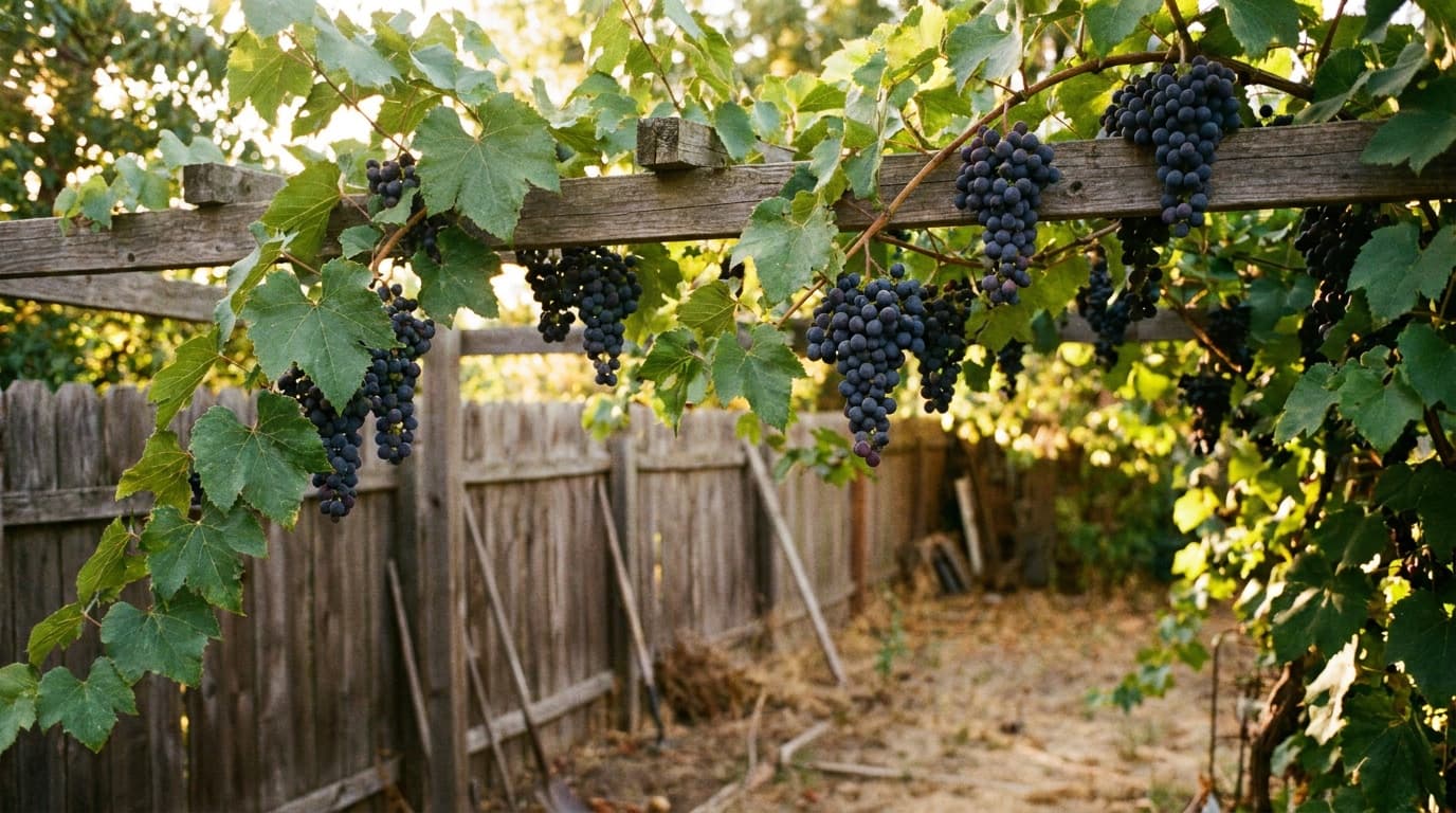Grape growing in a garden