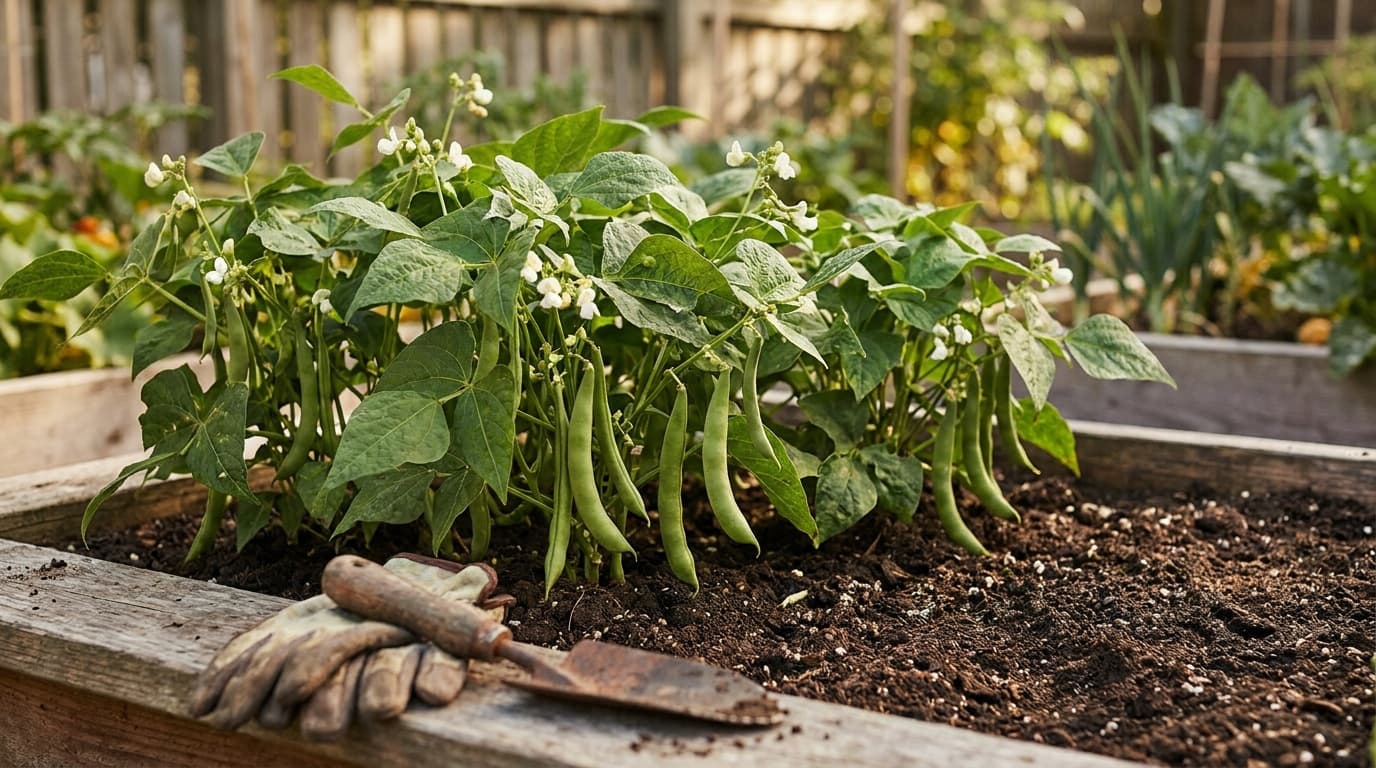 Green Bean (Snap Bean) growing in a garden