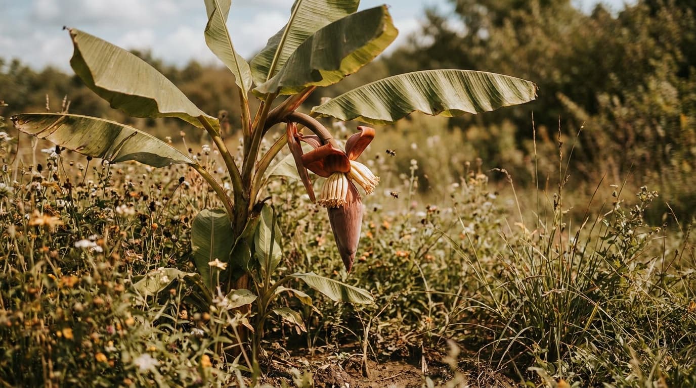 Hardy Banana growing in a garden