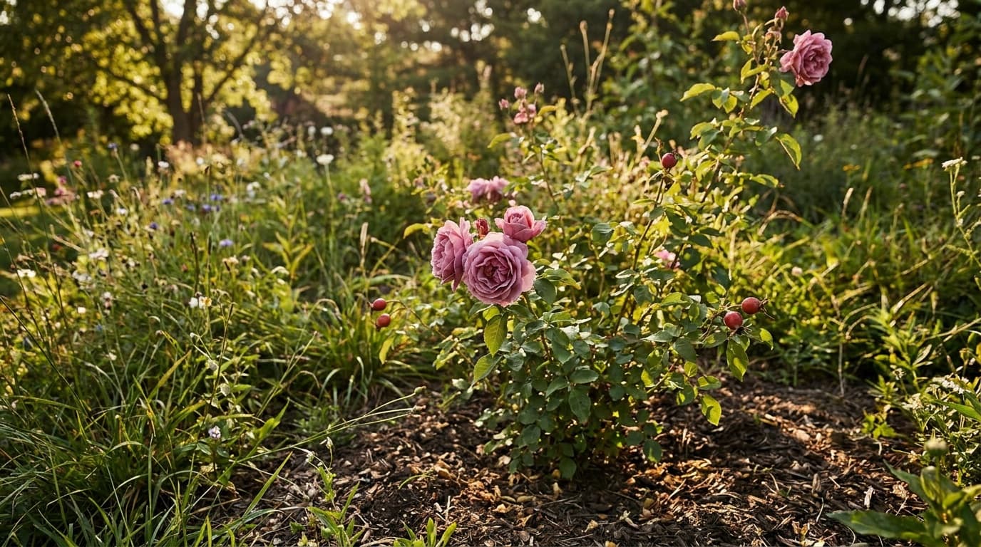 Hybrid Tea Rose growing in a garden