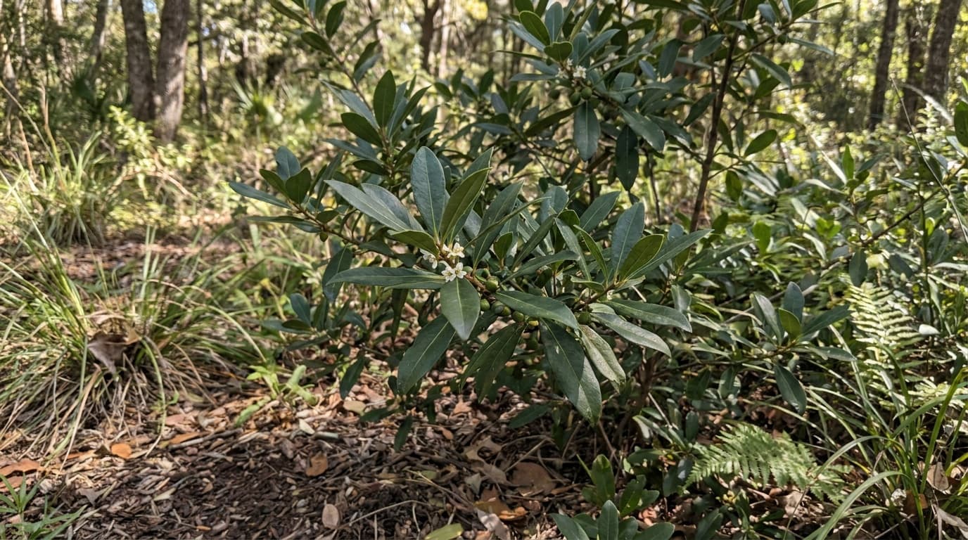 Inkberry Holly growing in a garden