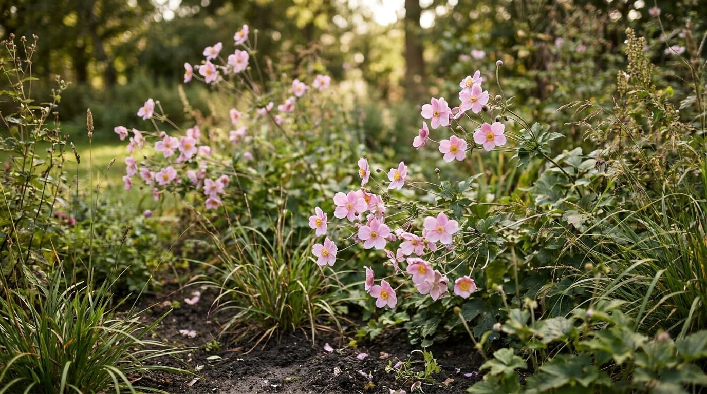 Japanese Anemone growing in a garden