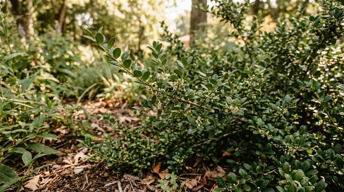 Japanese Holly growing in a garden