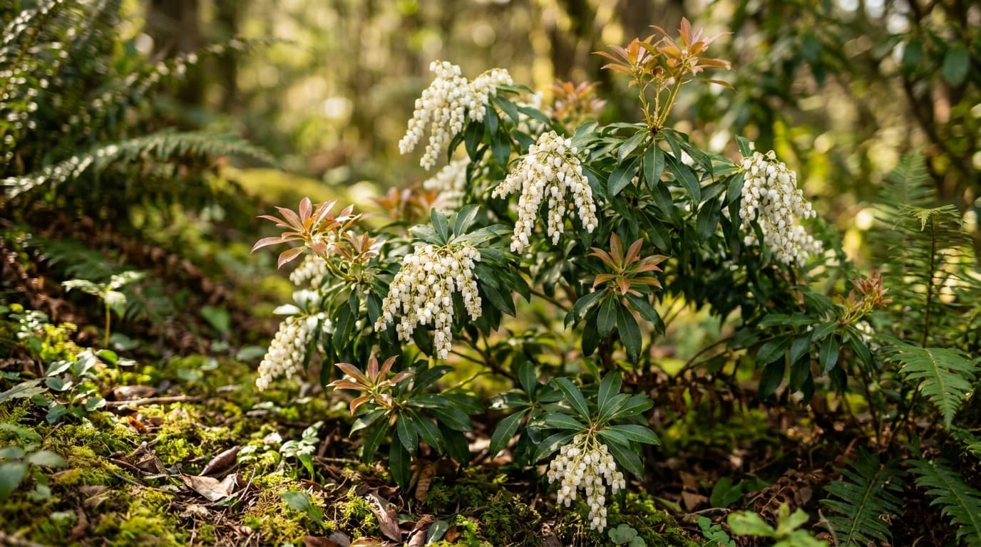 Japanese Pieris growing in a garden