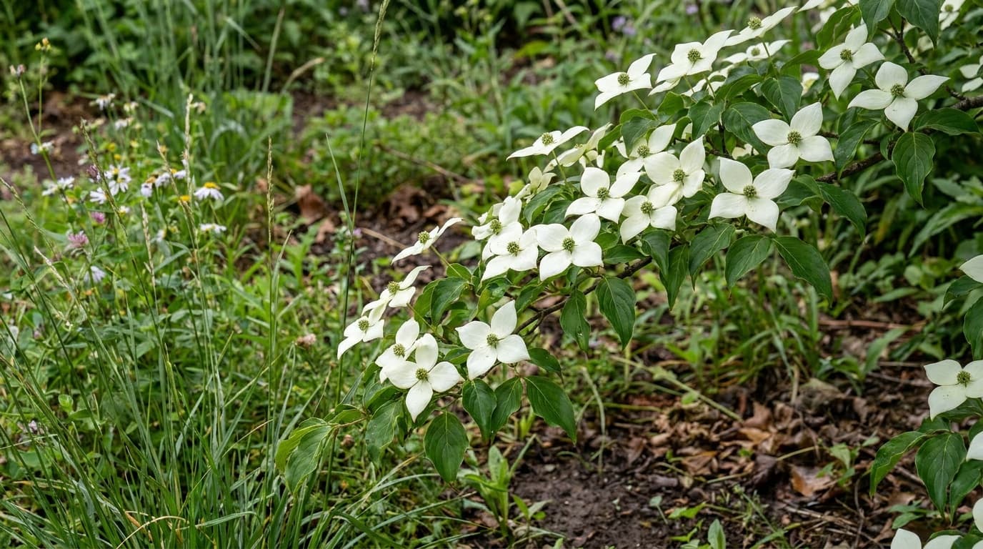 Kousa Dogwood growing in a garden