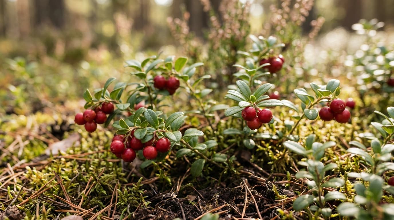 Lingonberry growing in a garden