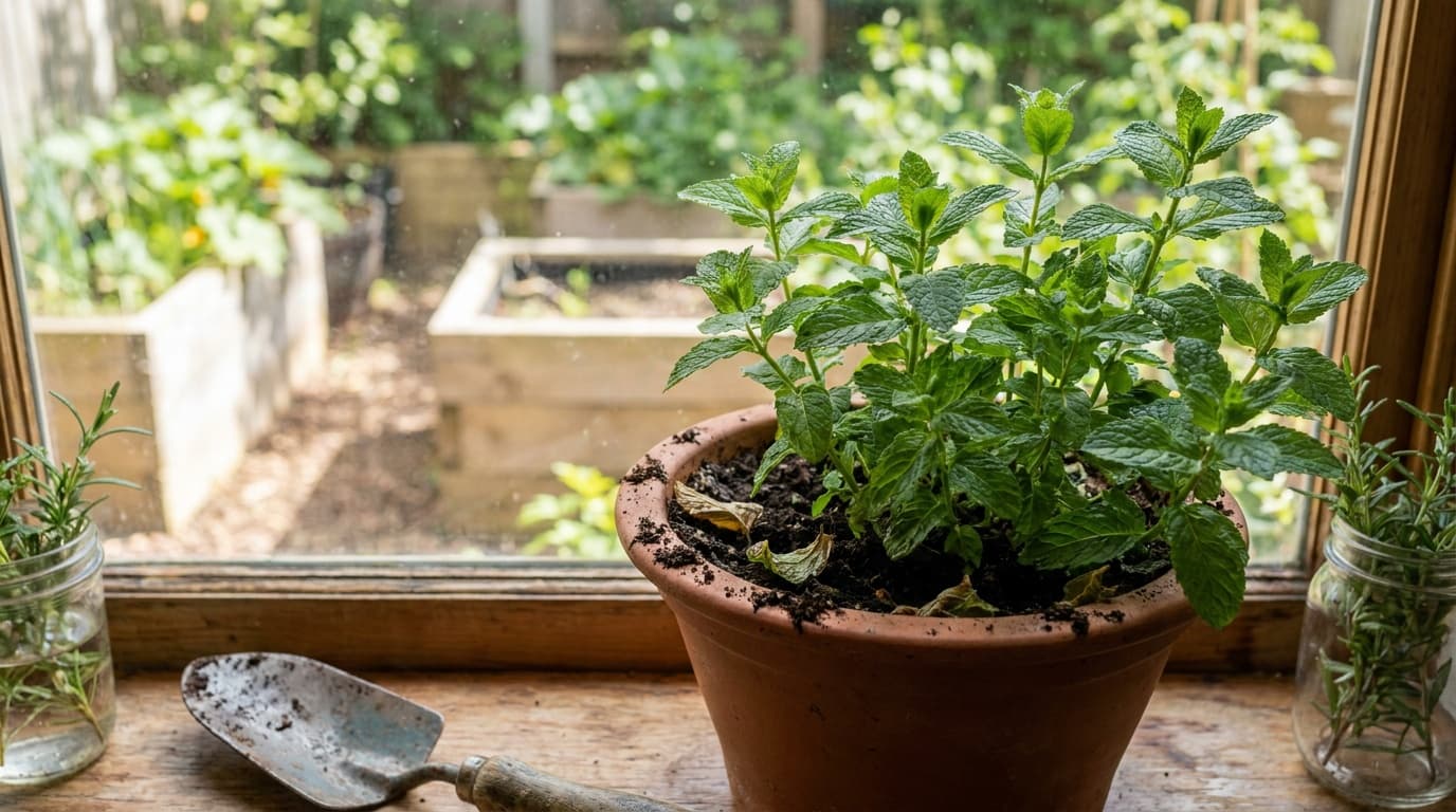 Mint growing in a garden