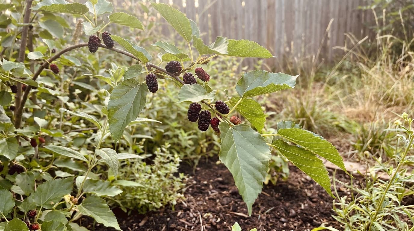 Mulberry growing in a garden