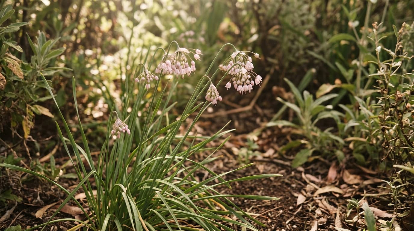 Nodding Onion growing in a garden