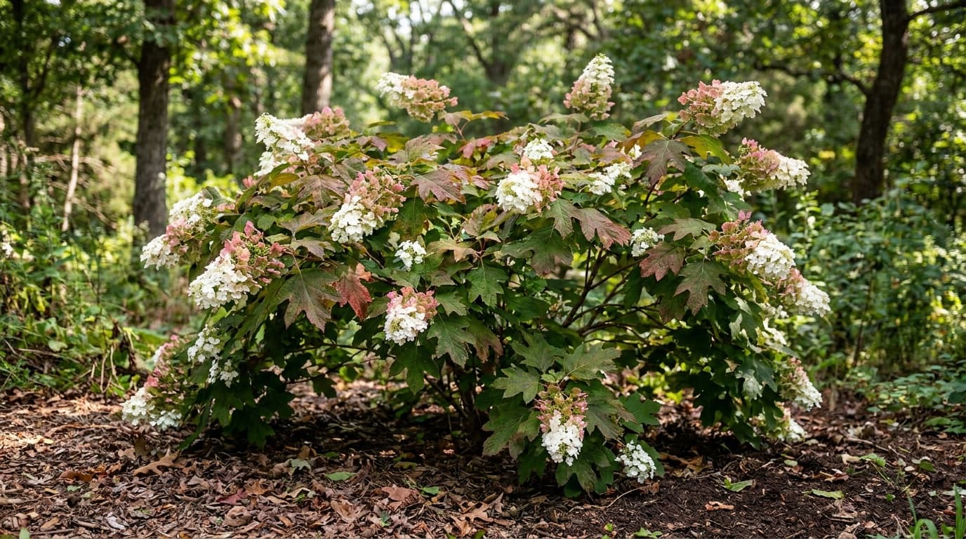 Oakleaf Hydrangea growing in a garden