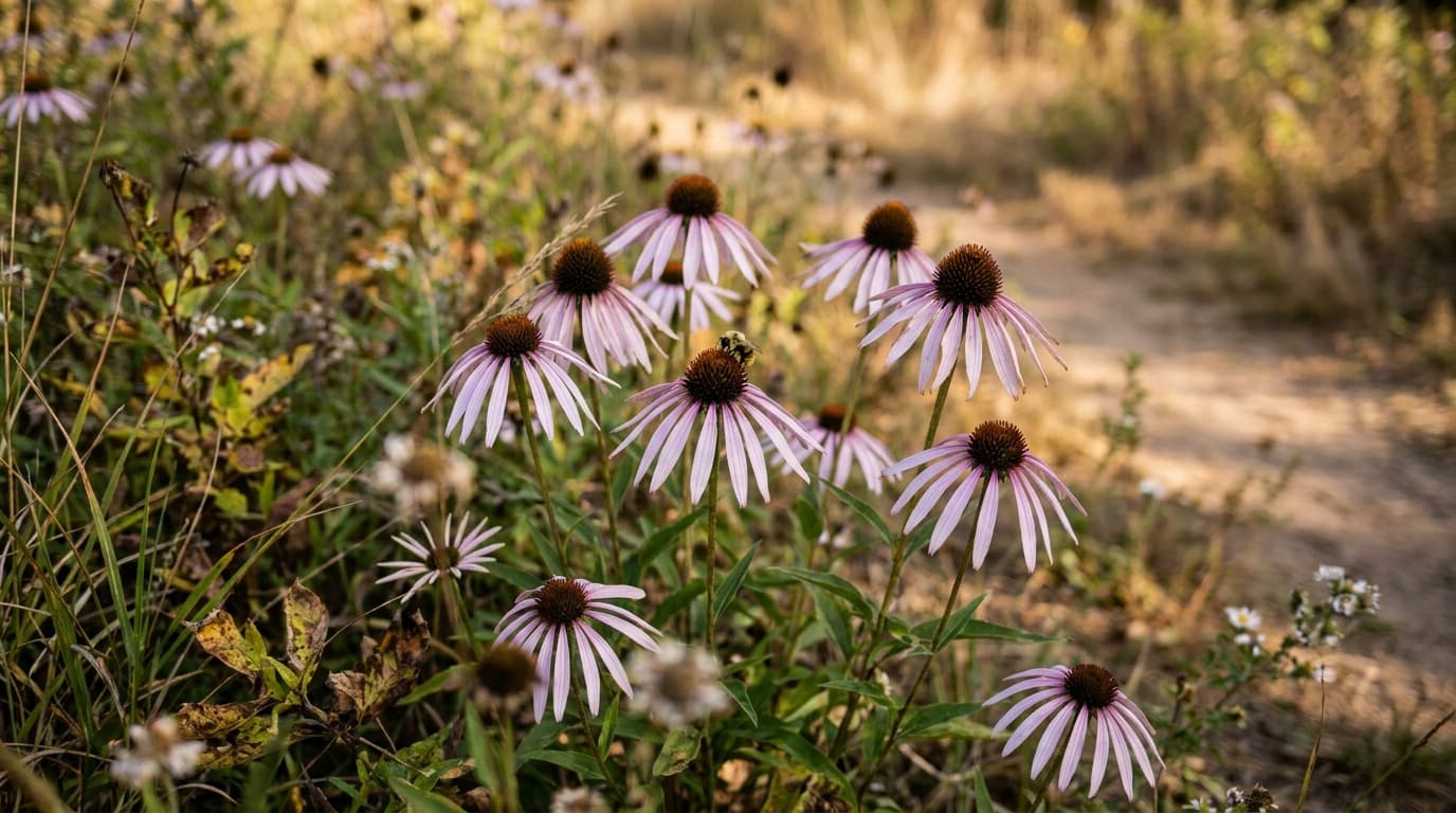 Pale Purple Coneflower growing in a garden