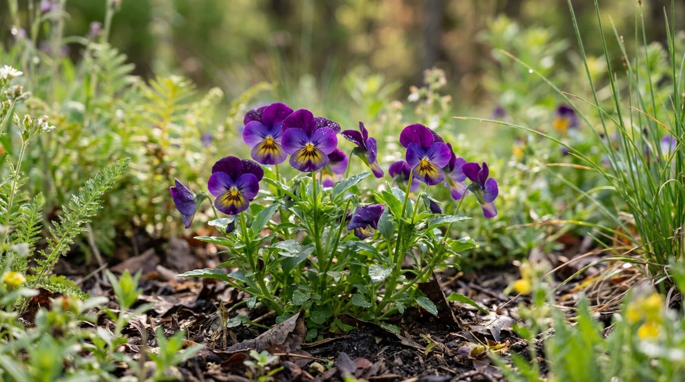 Pansy growing in a garden