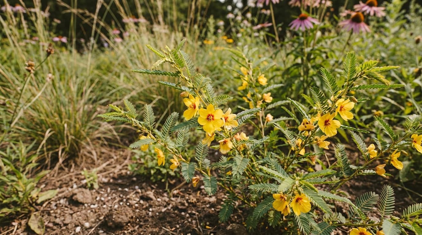 Partridge Pea growing in a garden