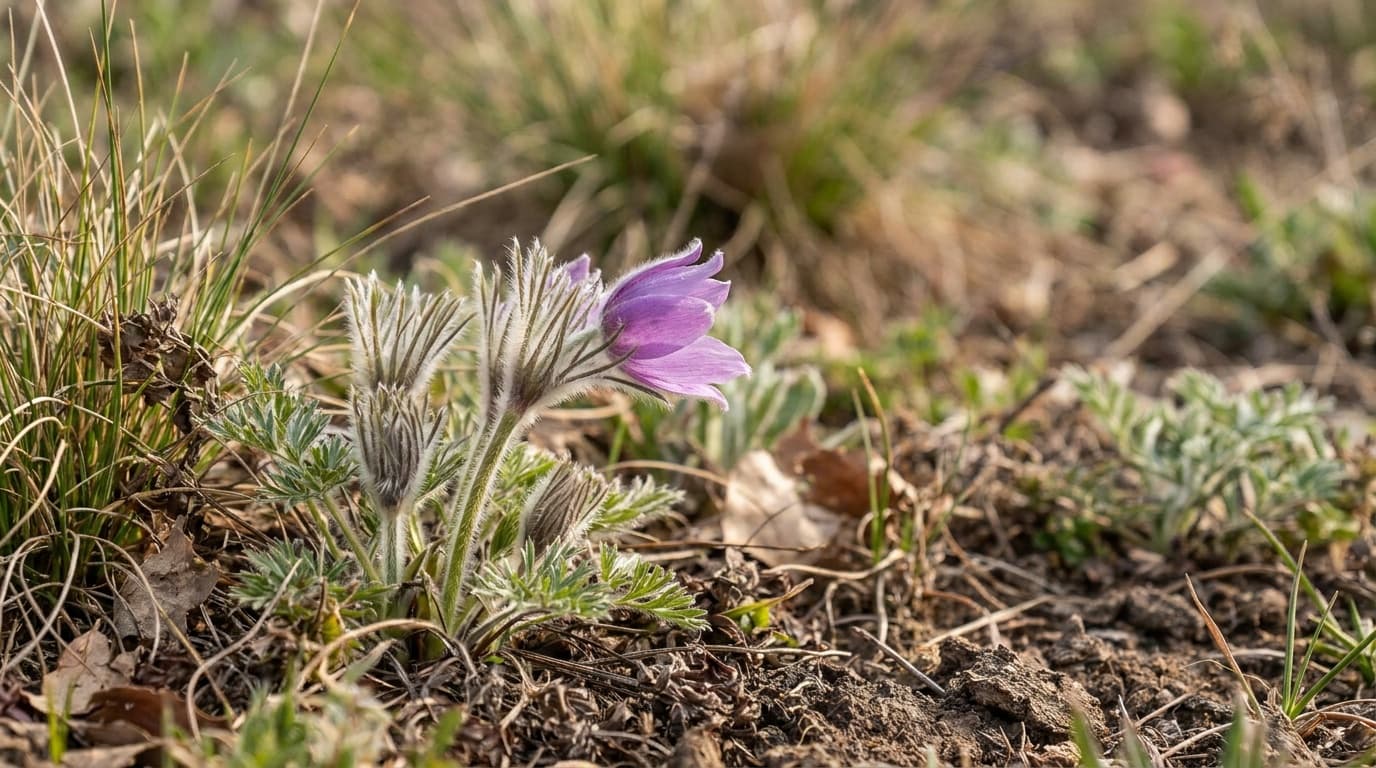 Pasque Flower growing in a garden