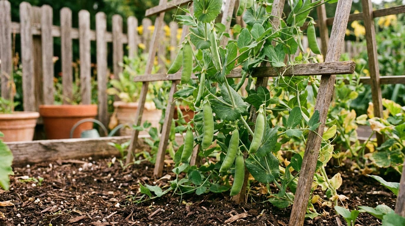 Pea growing in a garden
