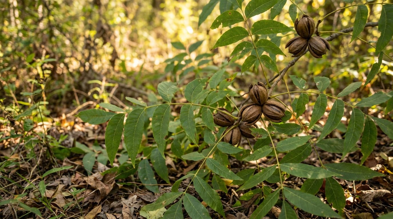Pecan growing in a garden