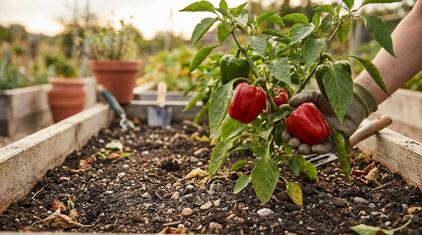 Pepper growing in a garden