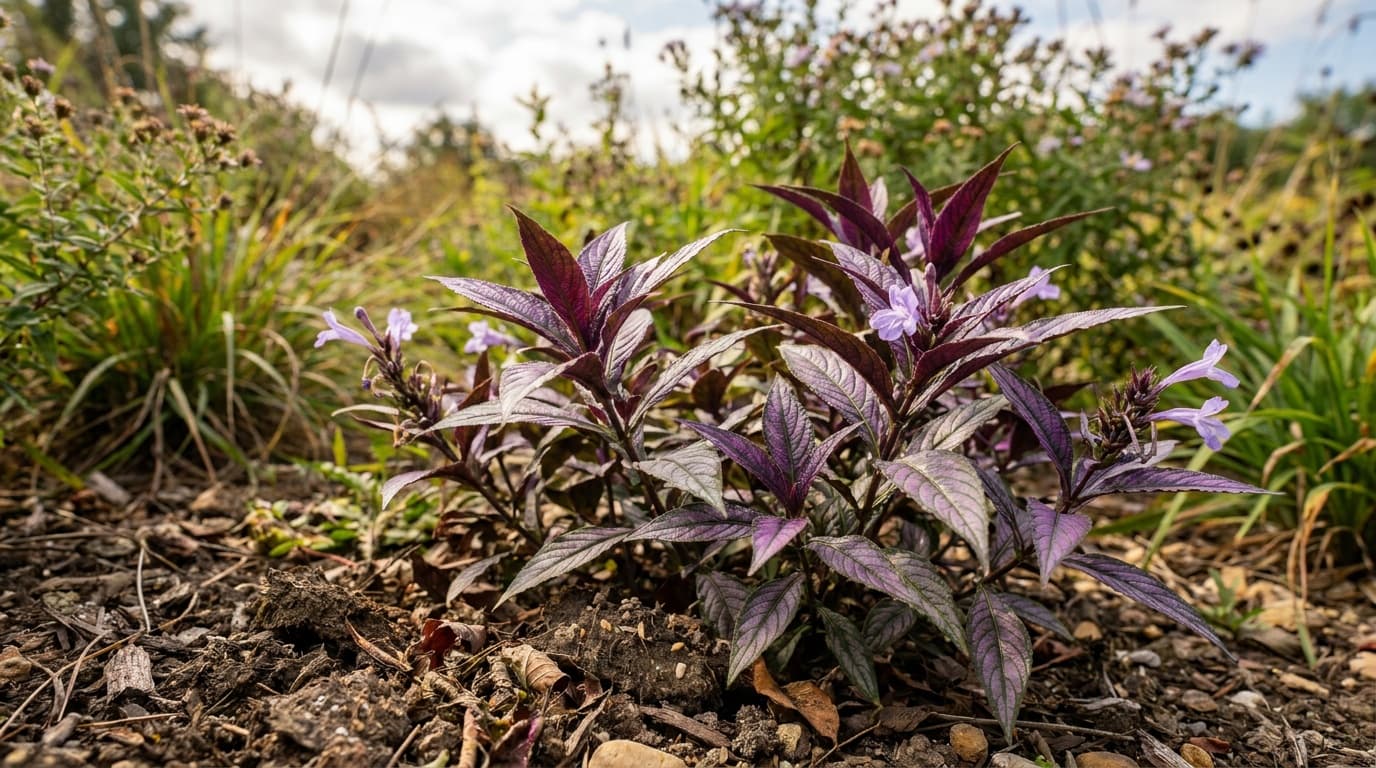 Persian Shield growing in a garden