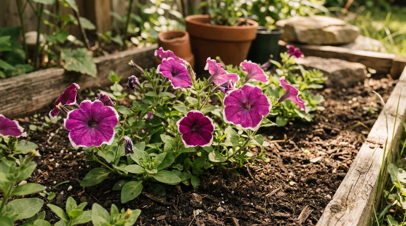 Petunia growing in a garden