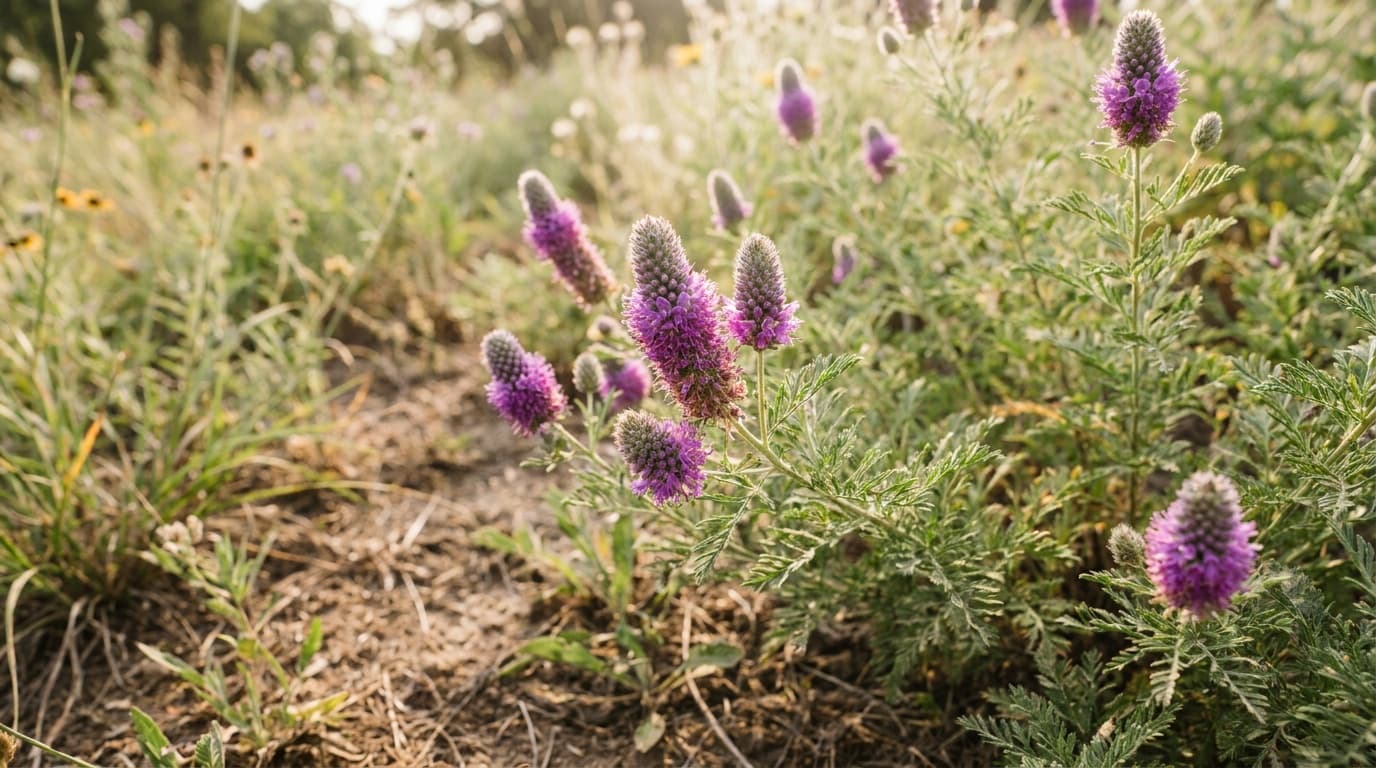 Purple Prairie Clover growing in a garden