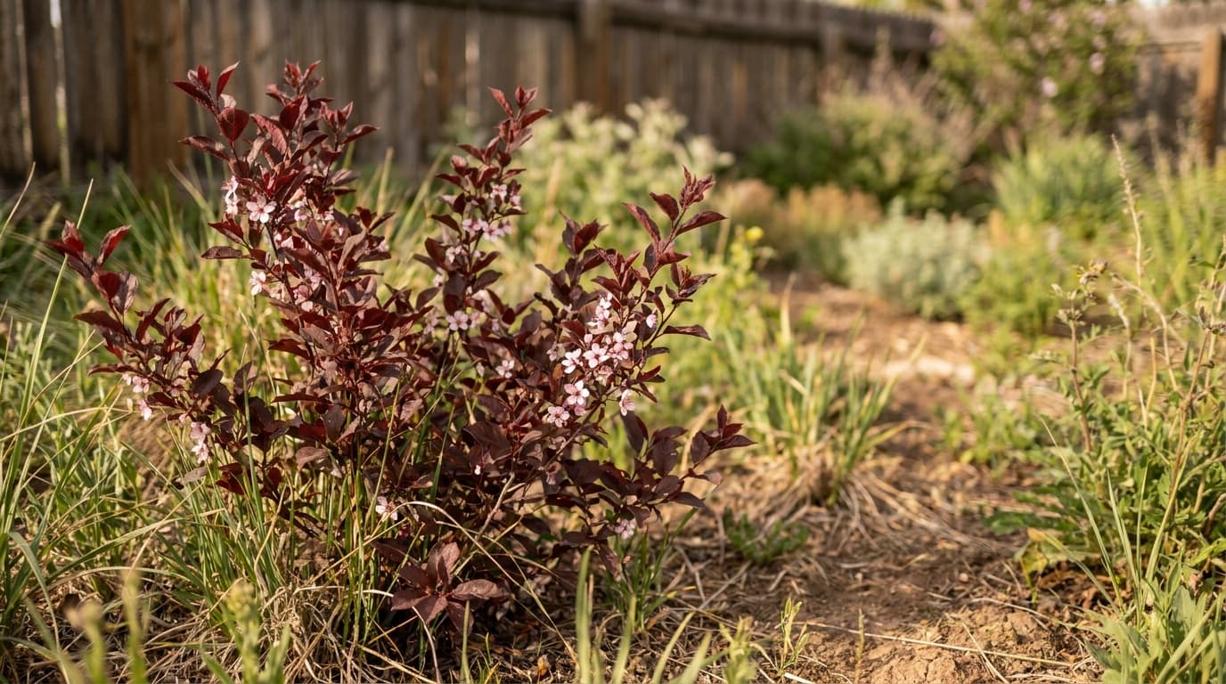 Purpleleaf Sandcherry growing in a garden