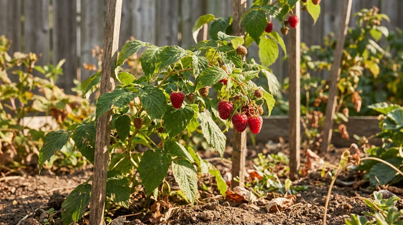 Raspberry growing in a garden