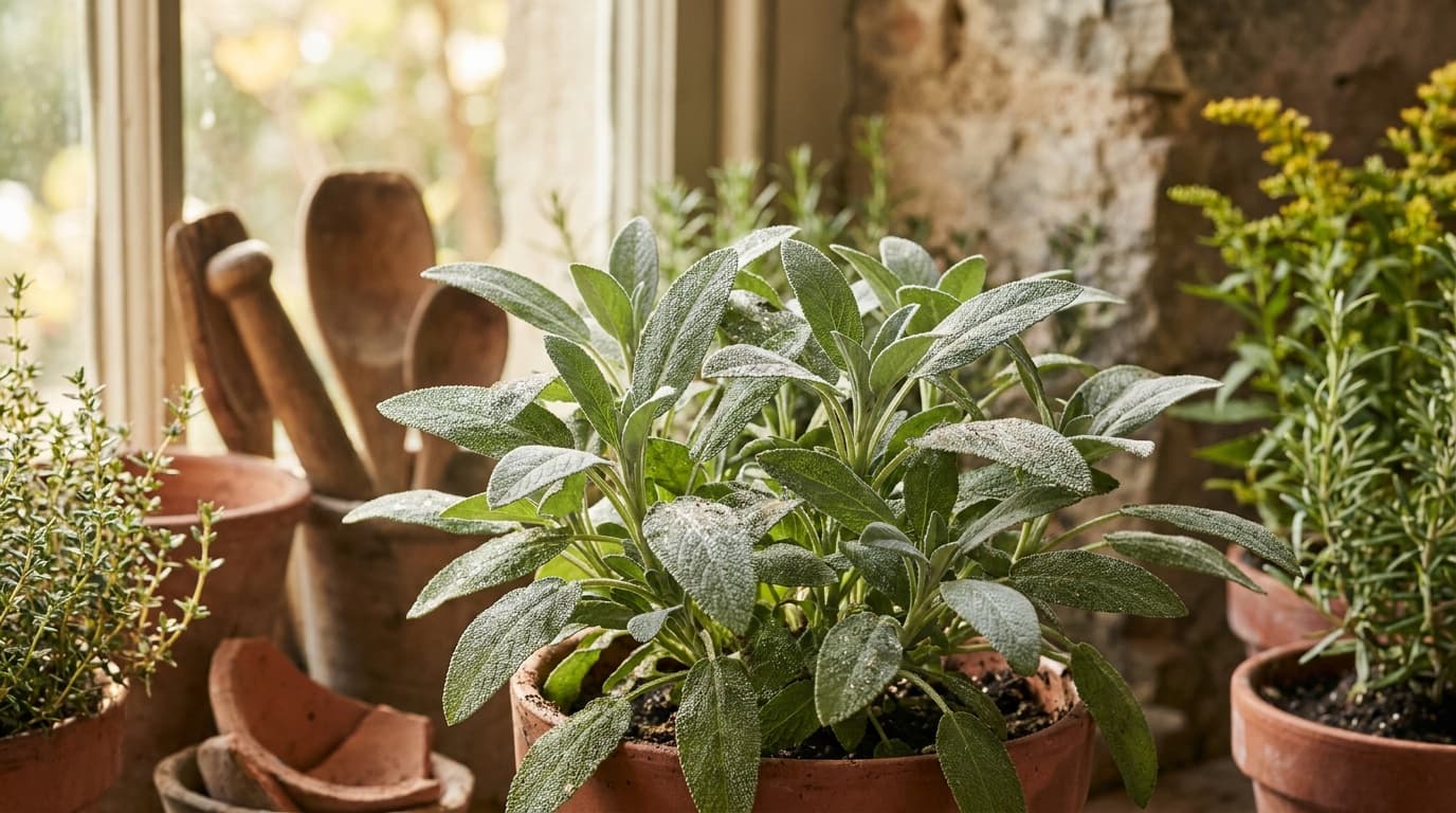 Sage growing in a garden