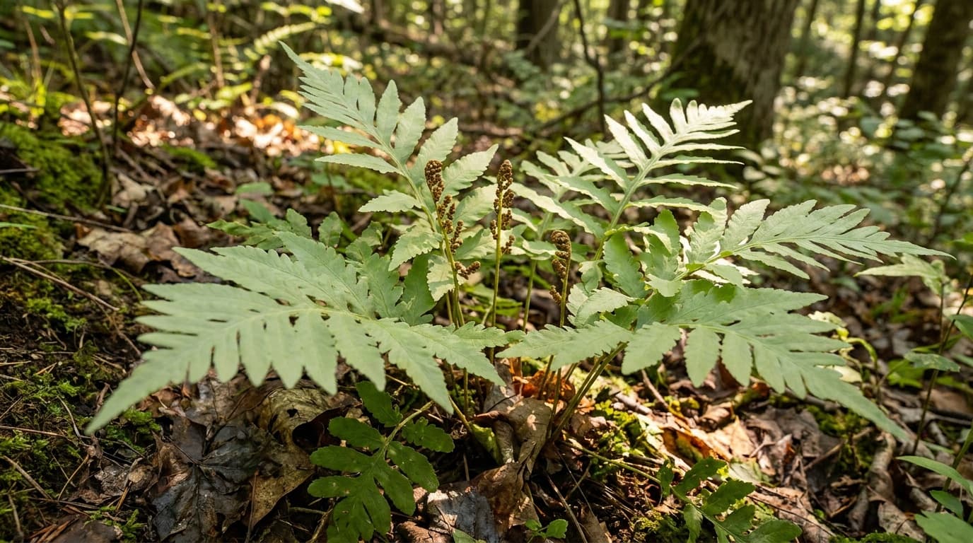 Sensitive Fern growing in a garden
