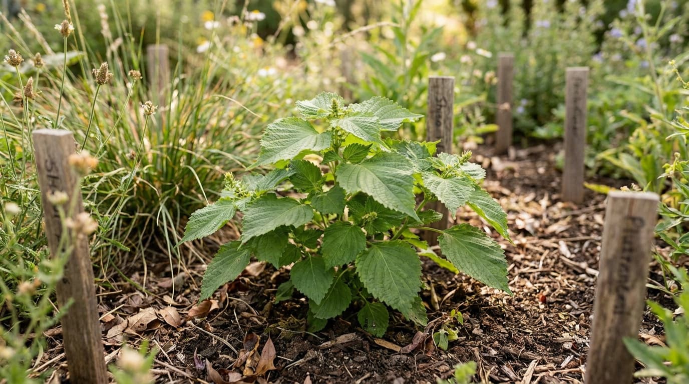 Shiso growing in a garden