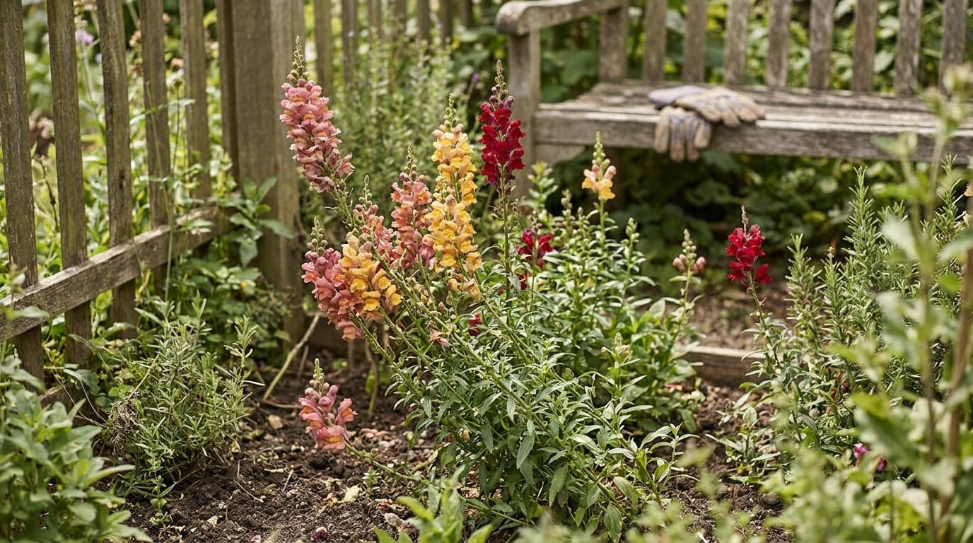 Snapdragon growing in a garden