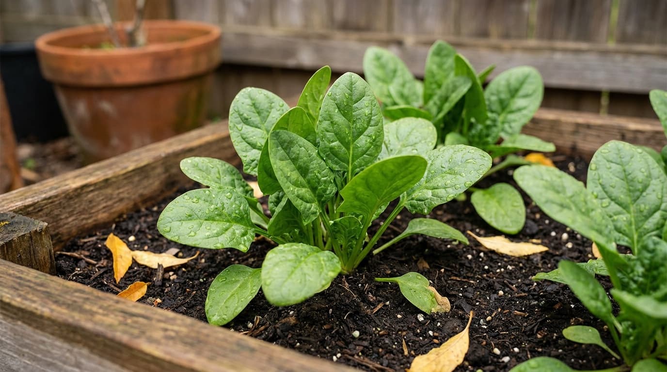 Spinach growing in a garden