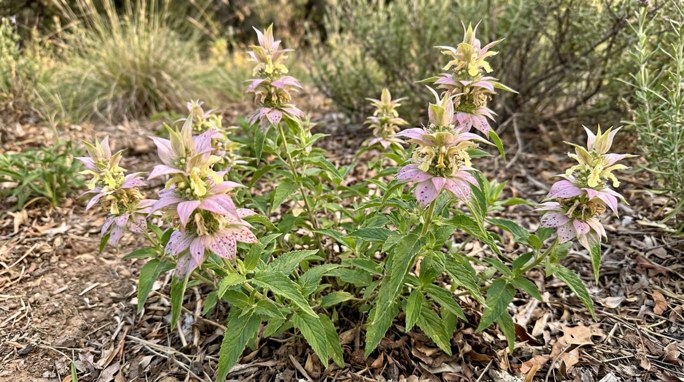Spotted Beebalm growing in a garden