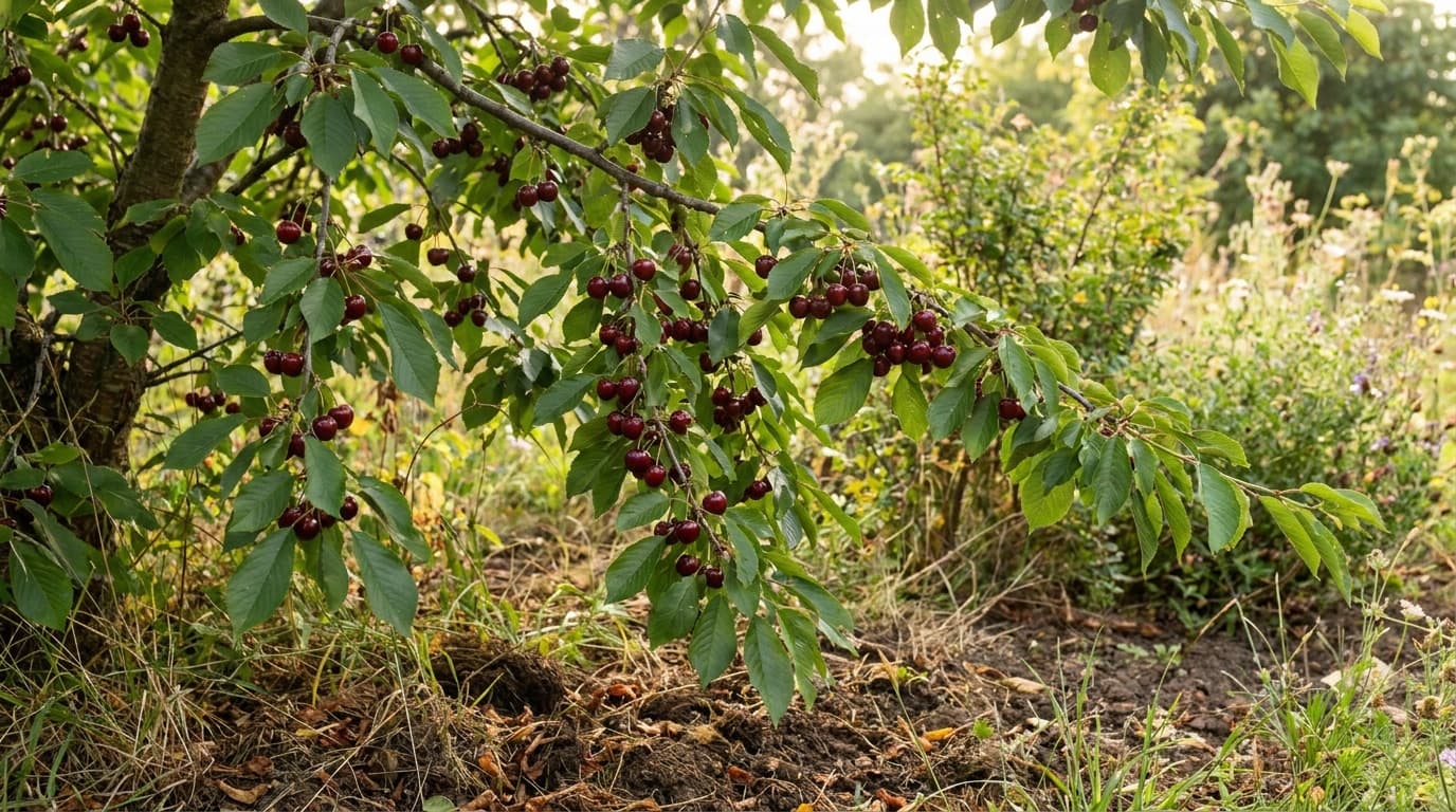 Sweet Cherry growing in a garden
