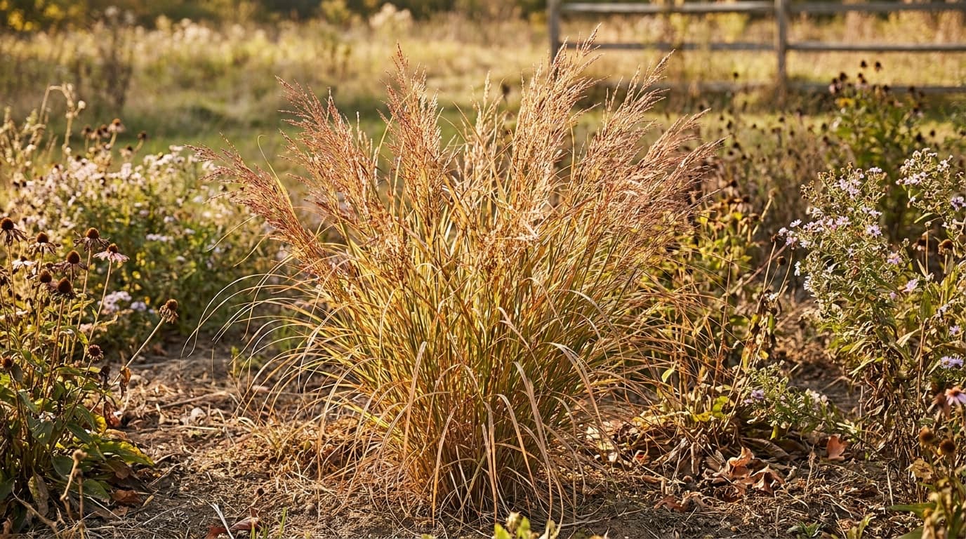 Switchgrass growing in a garden