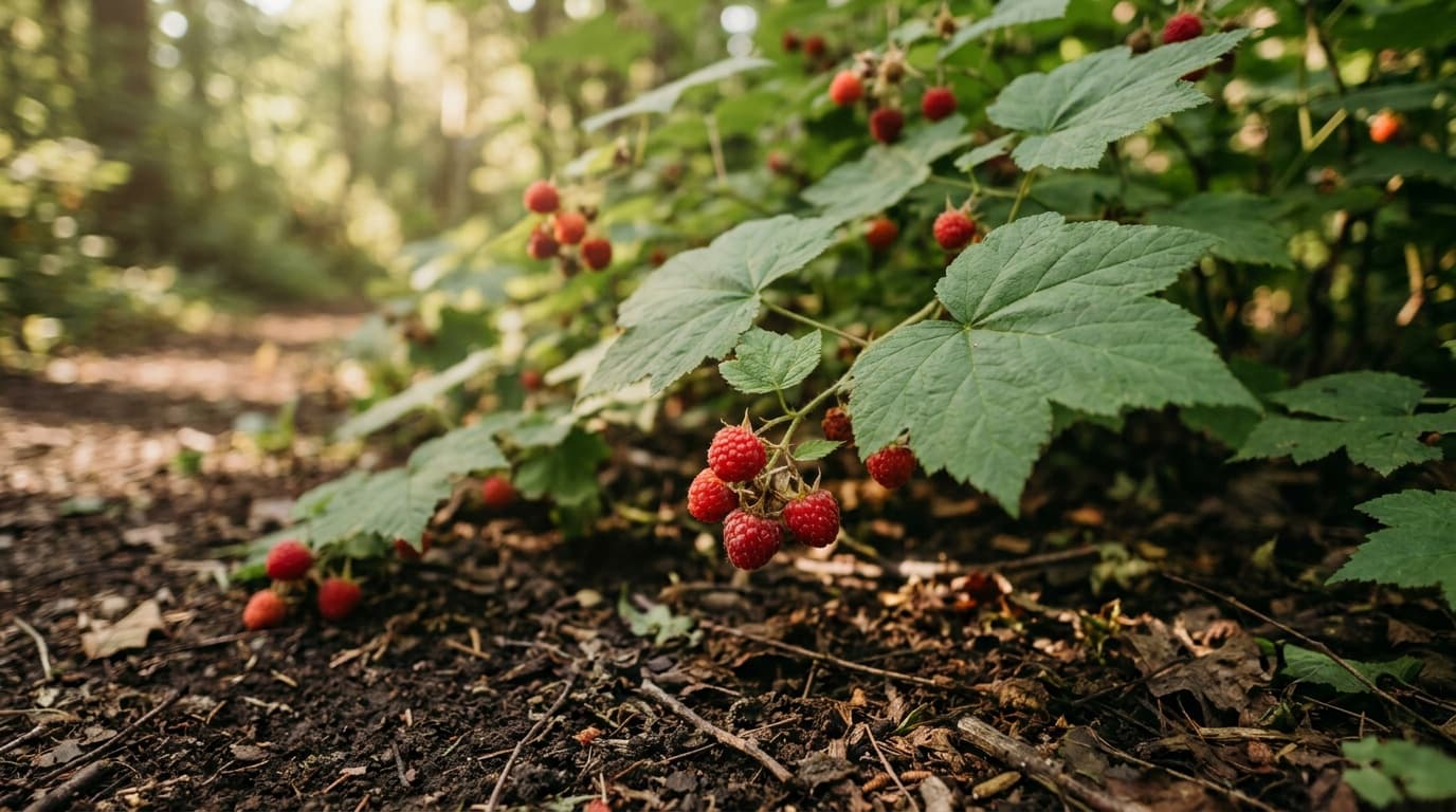 Thimbleberry growing in a garden