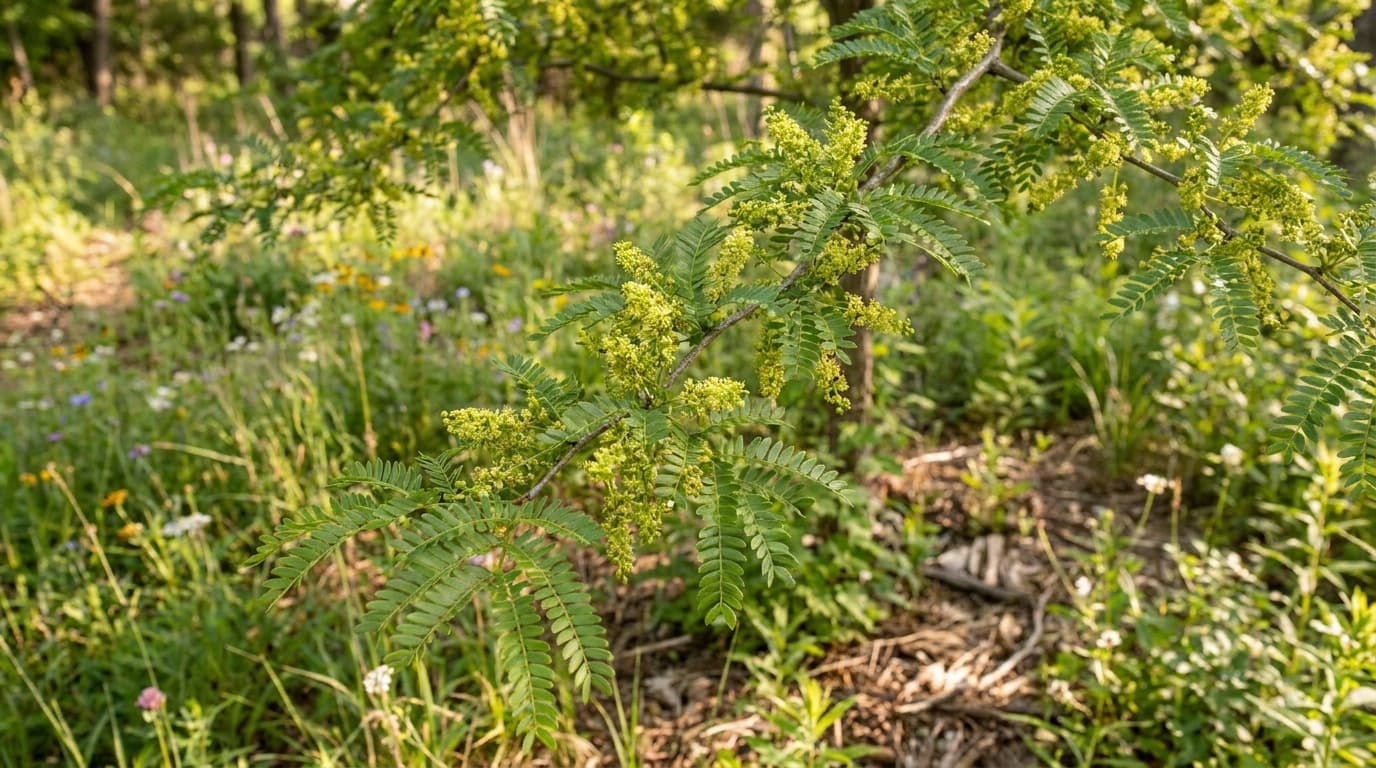 Thornless Honeylocust growing in a garden