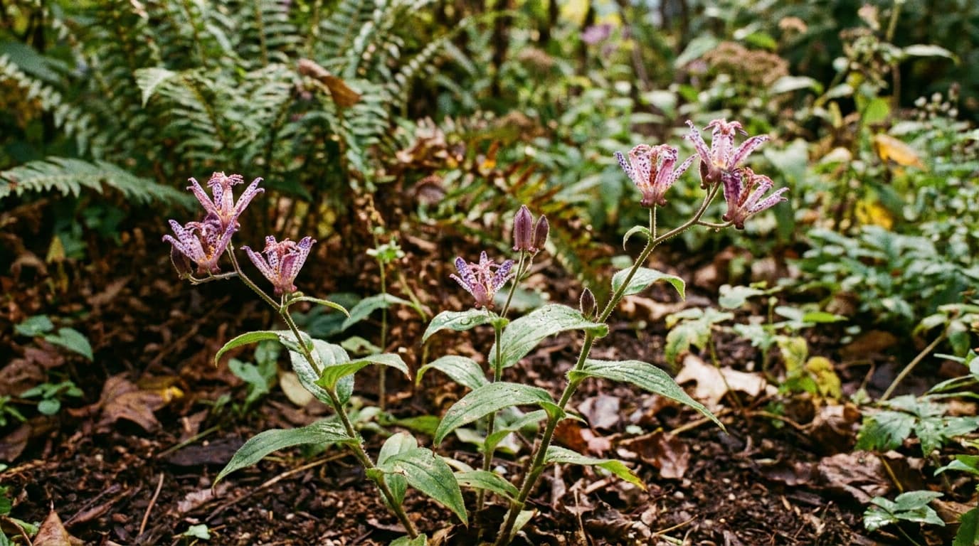Toad Lily growing in a garden