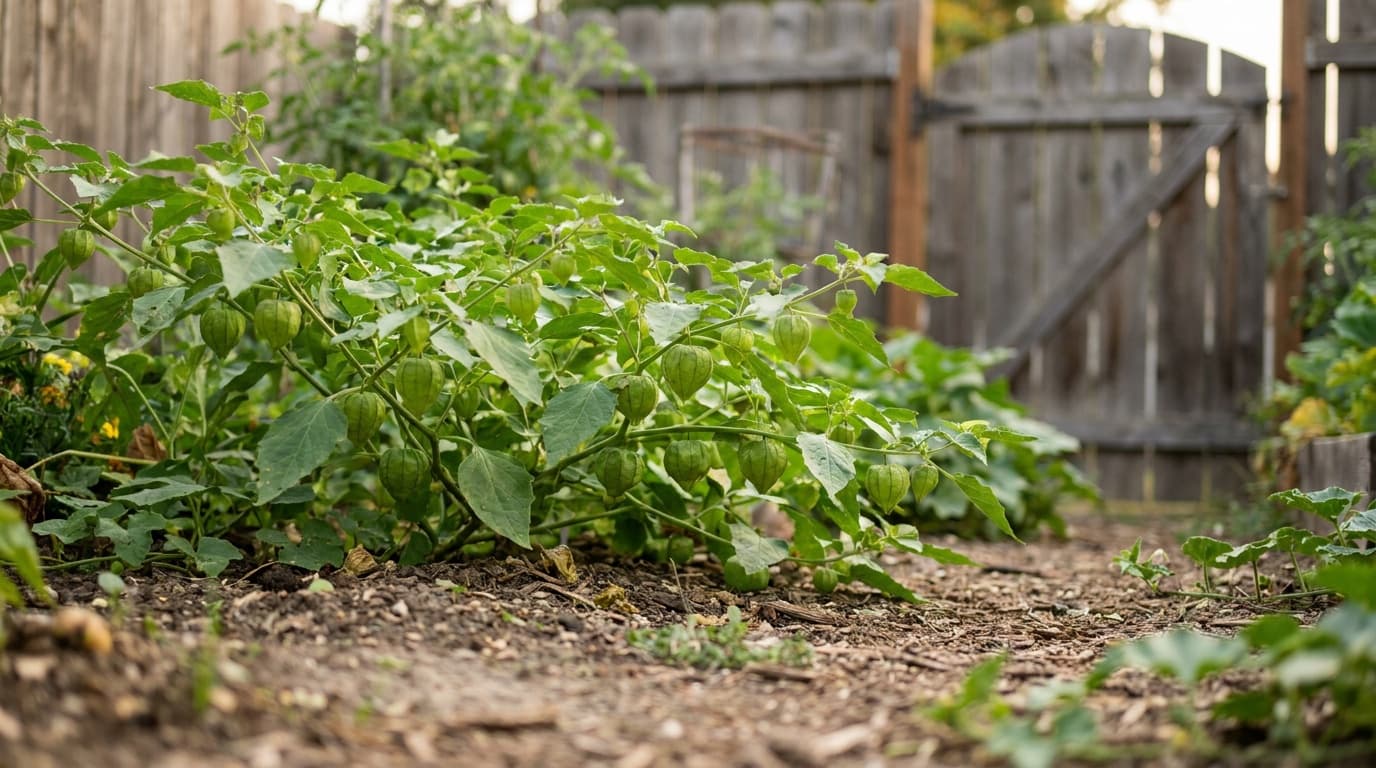 Tomatillo growing in a garden