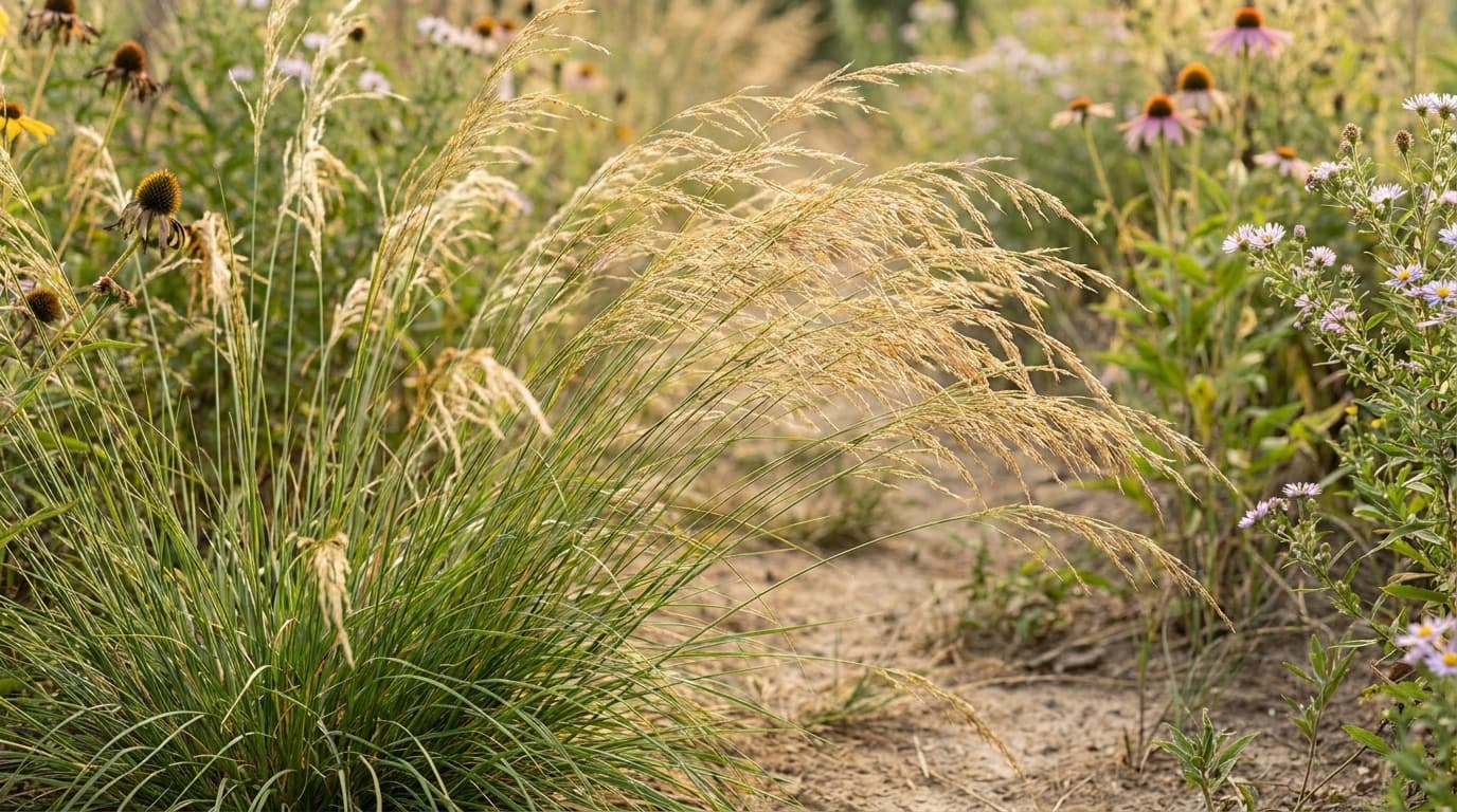 Tufted Hair Grass growing in a garden