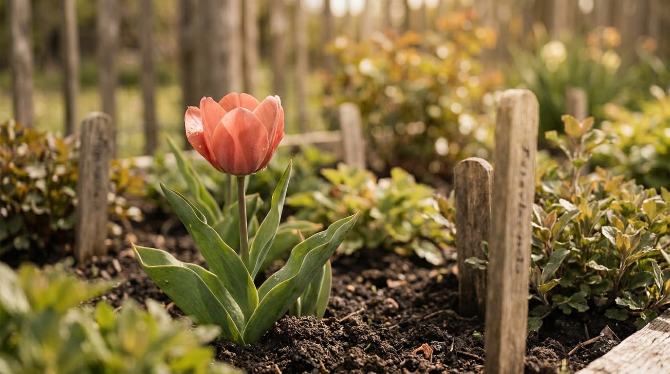 Tulip growing in a garden
