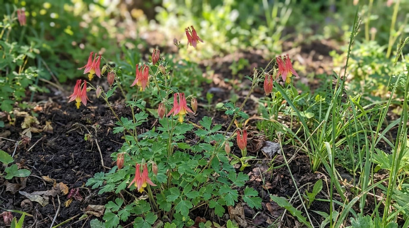 Western Columbine growing in a garden
